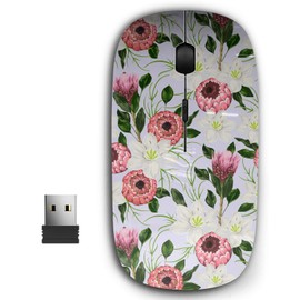 2.4G Ergonomic Portable USB Wireless Mouse for PC, Laptop, Computer, Notebook with Nano Receiver ( Eucharis Lily Protea )
