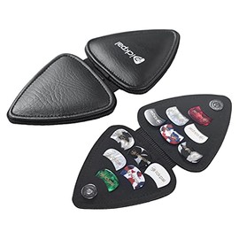 PICKPAL - Estuche para púas de guitarra eléctrica y acústica, incluye 12 púas de guitarra, bolsa de almacenamiento de cuero, regalos para guitarristas