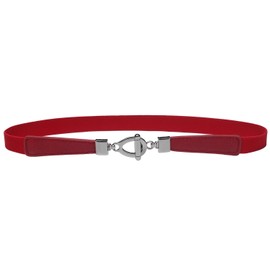 Syuer Womens 0.8" Width Skinny Elastic Waist Belt Stretch Cinch Belt Thin Belt (L-XL (31"-37"), Red)