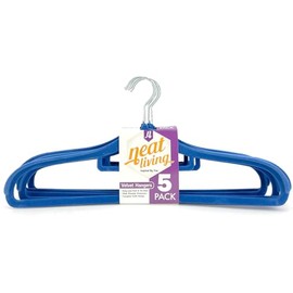 Neat Living Premium Velvet Hangers (Pack of 5) Heavy-duty- Non-Slip No Shoulder Bump Coat Hangers with Tie, Belt, and Scarf Holder - Chrome 360-Degree Swivel Hooks, Space Saving Clothes Hangers, Blue
