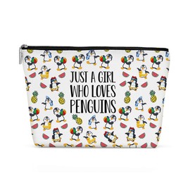 Funny Girl Loves Penguins Cosmetic Bag for Women, Penguin Gifts for Women, Penguin Lovers Gift，Cute Penguin Stuff Makeup Bag Positive Cosmeticcase for Sister Bestie Birthday Friendship Christmas