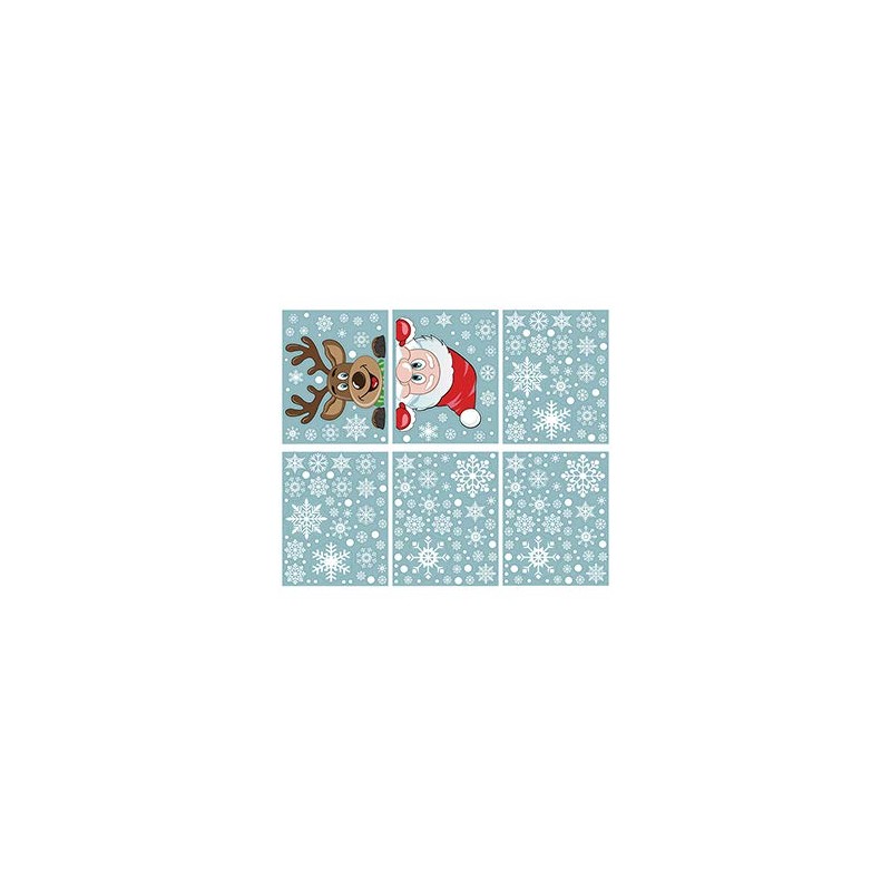 CCINEE 6 Sheets 300 Pcs Christmas Window Clings, Snowflake Reindeer