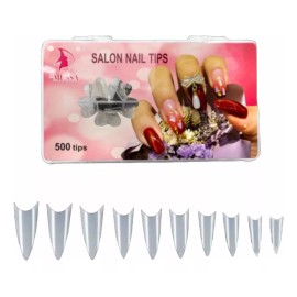 Lé Mussa Tips 500 Piezas Uñas Postizas Stilleto Estileto Manicure
