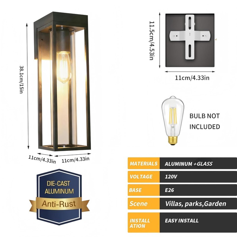 Dandray Outdoor Wall Sconce Light Fixture, Outside Exterior Porch Wall