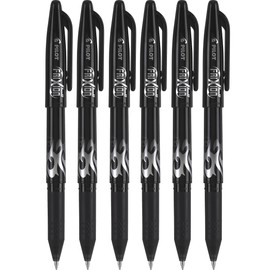 Pilot Pilot FriXion Ball 0.7mm Erasable Gel Pens, Fine Point, Black Ink, Pack Of 6