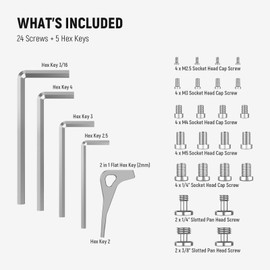 NEEWER Screws and Hex Keys Storage Plate Kit, 5 Hex Keys & 24 Stainless Steel Screws: 3/8" 1/4" M2.5 M3 M4 M5, Compatible with SmallRig Handles Camera Cages Photography Accessories, UA001