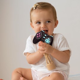 uunida baby Mordedera para Bebe Control Remoto de Silicona Libre de BPA – Control de Silicona para Bebe - Juguetes para Bebe de 0 a 6 Meses para Aliviar el Dolor de Denticion (Control TV + Gamer)