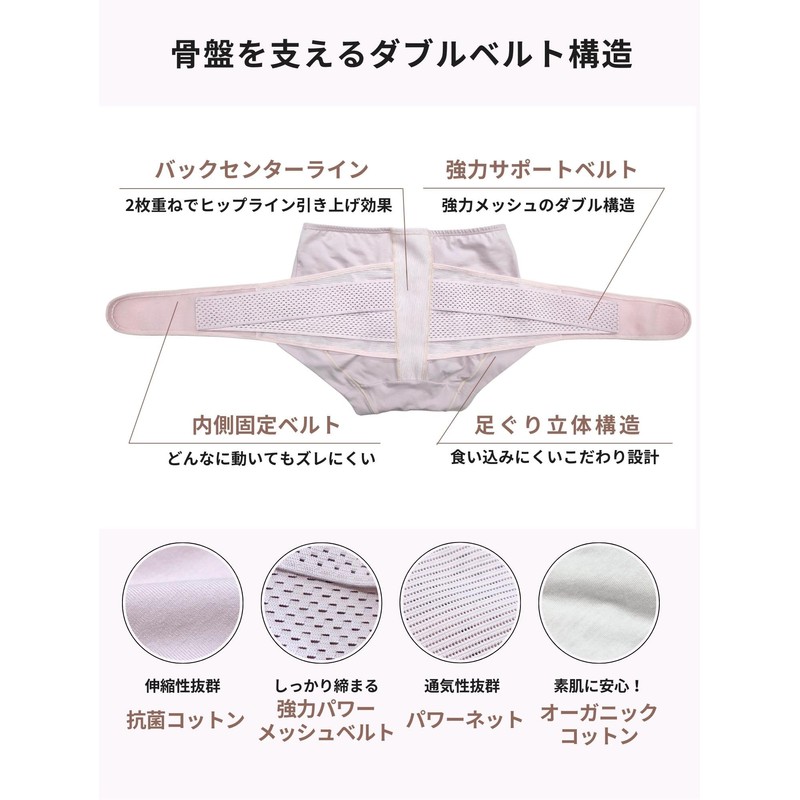 [スウィートマミー] 骨盤ベルト付きショーツ 産前産後 骨盤補正 ガードル 一体型 妊娠中 産後すぐ 腰痛対策 ズレにくい[ブラック/L]