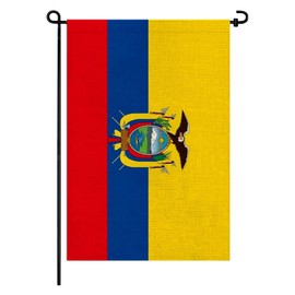Ecuador Garden Flags Small Ecuadorian Flag 12x18 Inch Double-Sided Burlap Flag for Outdoor Yard, Porch & Patio Decoration (Ecuador)