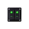 2 Gang Rocker Switch Panel 12‑24V Green LED Universal for