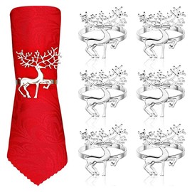 YODOOLTLY Christmas Napkin Rings- 6 Pcs Christmas Alloy Napkin Ring Holder Household Napkin Buckle for Table Decor, Wedding, Xmas, Party Dinner, Thanksgiving