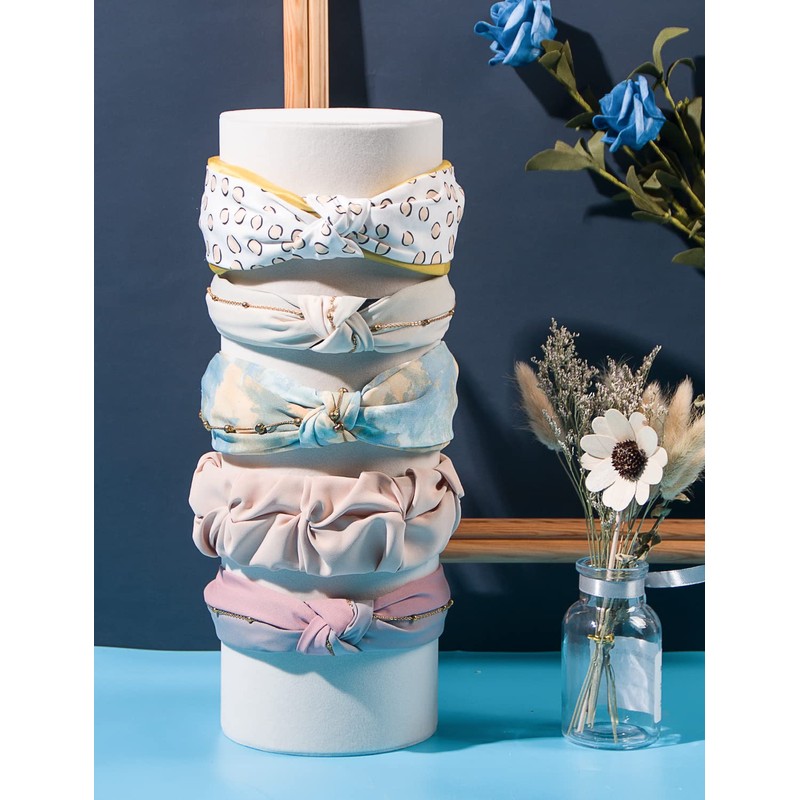 ByKen Headband Holder Organizer,Vertical Hairband Dislay Stand for Girls(Beige Velvet)