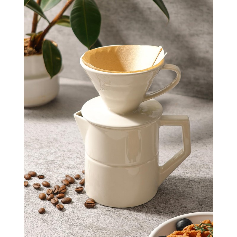 ZEBERBO Pour Over Coffee Maker, Single Cup Ceramic Coffee Dripper,