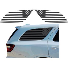 Compatible with Dodge Durango 2014-2022 | Precut American Flag Window Decals | Both Side | Proudly Made in The USA | Matte Black (Solid)