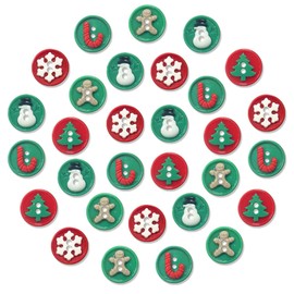 WELANE Christmas Buttons, 30 PCS Christmas Elements Round Resin Decorative Buttons for Sewing Craft, Christmas Party Favor (5 Kind)