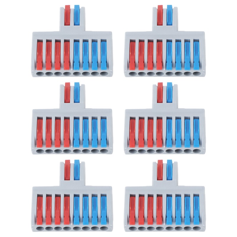 6PCS 2 in 8 Out Terminal Blocks 8 Way Butt