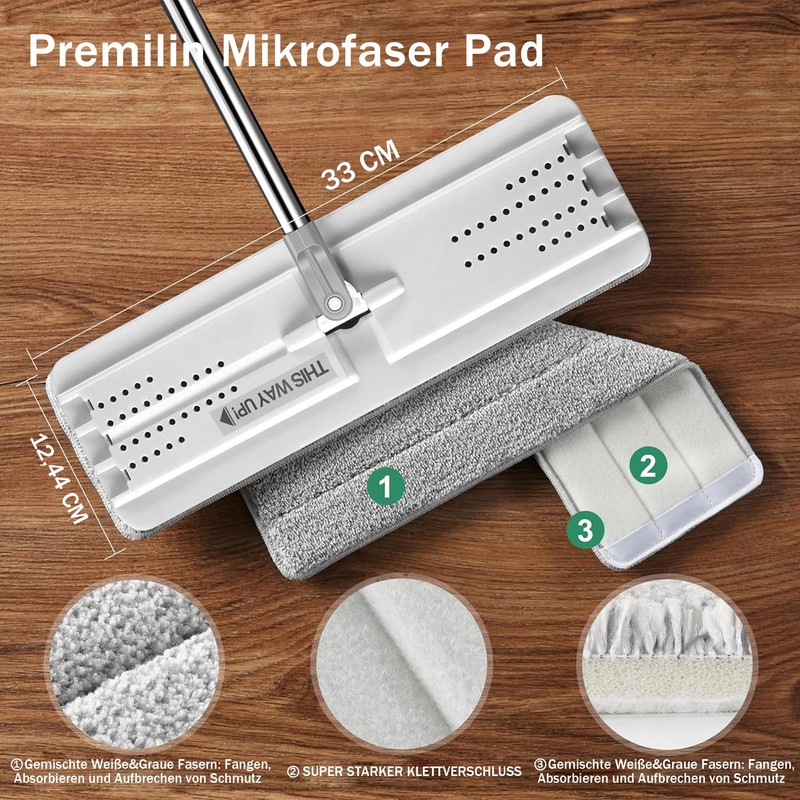 JOYMOOP Flat Mops, Microfiber Mop for Floor Cleaning and Wall