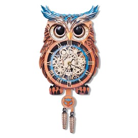 3D Owl Puzzle Clock - Wooden Model Kit for Adults, Roman Numeral Wall Timepiece with Silent Movement, Creative Home Decor & STEM Gift for DIY Enthusiasts