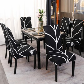 Keyroal - Juego de 2 fundas para sillas de comedor, fundas elásticas para sillas Parsons, de elastano, extraíbles y lavables, para comedor, hotel, ceremonia (negro)