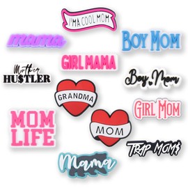 Mom Shoe Charms Mother 12PCS Grandma Shoes Charms Mommy PVC Mama Cute Clog Pins Mummy Accessories Party Favors Birthday Gifts Holidays Decoration for Boys Women Girls