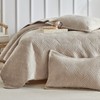 WARMDERN Ultrasonic Khaki Velvet Quilt Set King Size, Geometric Textured