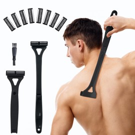 ETbyto Foldable & Silicone Back Hair Body Shaver Refill Cartridges,3 Blade Razor for Men, 10 Razors Included