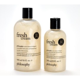 QVC philosophy vanilla recipes 16oz & 8oz shower gel set - Color: fresh cream
