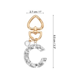 PATIKIL Alphabet Initial Letter Keychain, Cute Heart Crystal Keychains Car Keyring Letter C Pendant Charm Key Chain for Key Wallet Purse Handbag Backpack, Silver