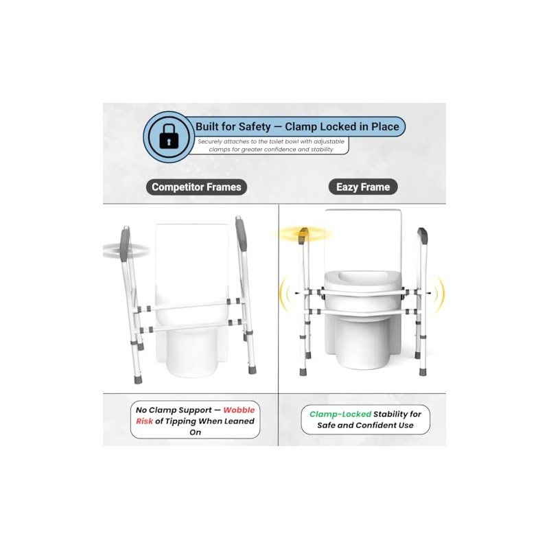 Eazy Foldable Toilet Safety Rail with Adjustable Height and Width,