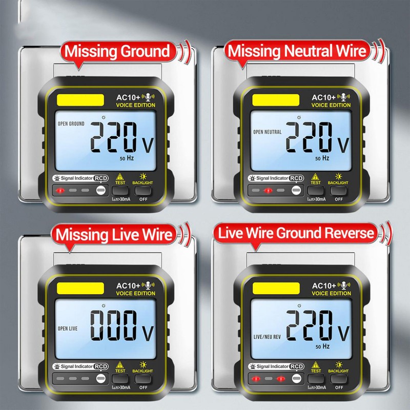 Socket Tester 10A 16A Universal Outlet Detector LCD Backlit Display