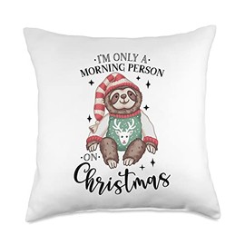 Smarty Pants Designs I'm only a Morning Person Funny Christmas Sloth Throw Pillow, 18x18, Multicolor
