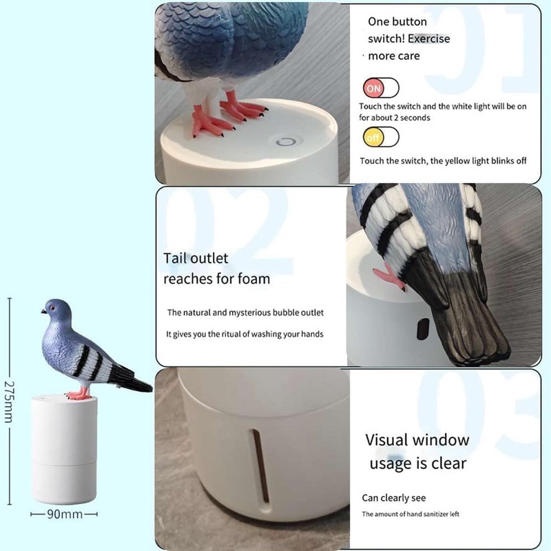 Pigeons Soap Dispenser, Countertop Automatic Induction Foam Soap Dispenser, Touchless