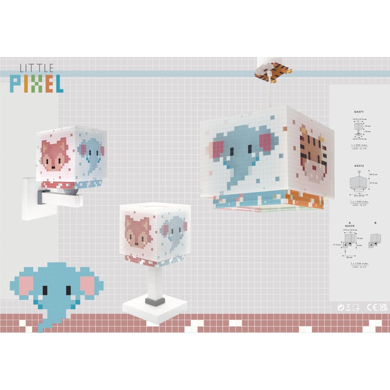 Dalber Children's Table Lamp Bedside Lamp Little Pixel Animals