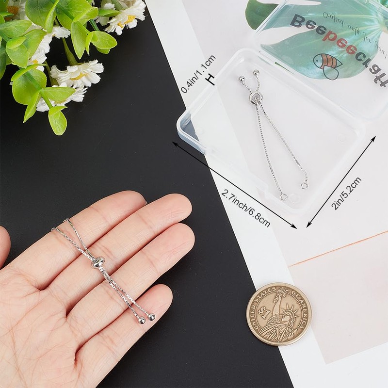 Beebeecraft 1 Box 2Pcs Chain Bracelet Making 925 Sterling Silver