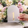 UNIQOOO Frosted Arch Wedding Table Numbers with Stands 1-30, Gold