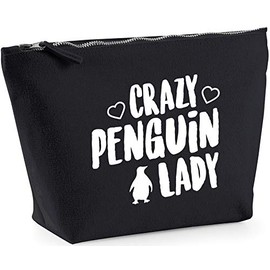 Hippowarehouse Crazy penguin lady printed make up cosmetic wash bag 18x19x9cm