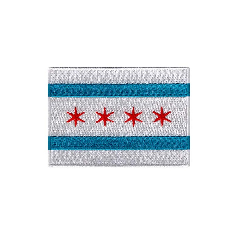 Chicago City Flag Embroidered Patch Iron-On Illinois Emblem