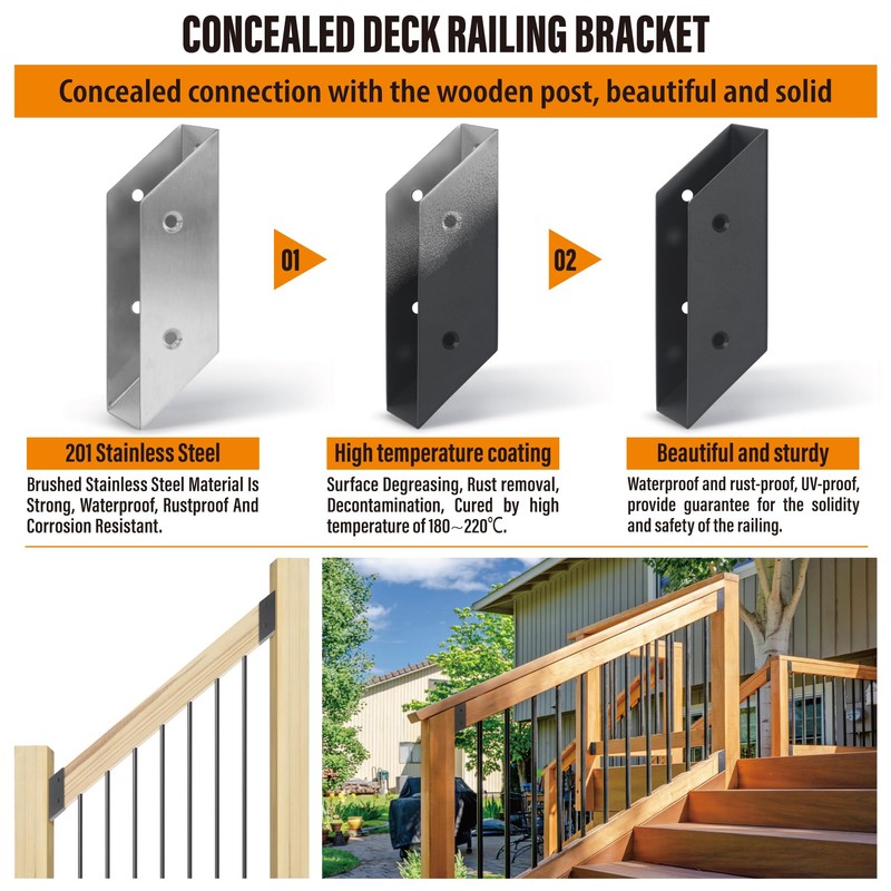 WOCEPU 40° Stair Angle Stainless Steel Deck Railing Brackets Connectors