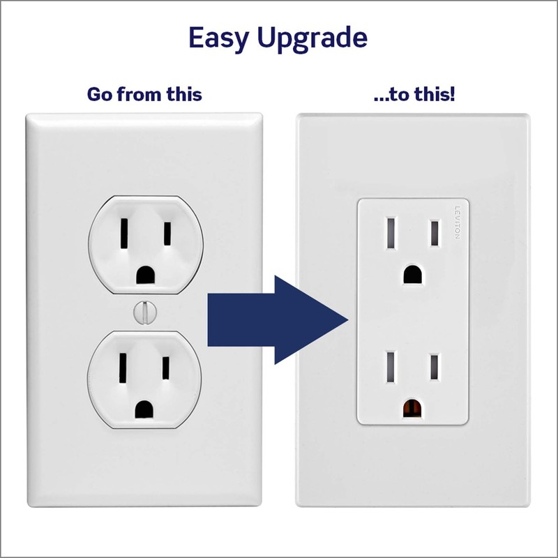 Leviton Lever Edge 15 Amp Tamper-Resistant Duplex Wall Outlet, 10-Pack,