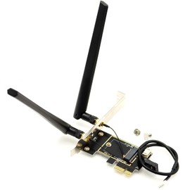 Deal4GO M.2 NGFF Adaptador de tarjeta inalámbrica a PCIe Convertidor WLAN de escritorio con 2 x antena de 6 dBi para Intel AX201 AX200 9260 8265 8260 7265 7260 Killer 1535 (sin tarjeta WiFi)