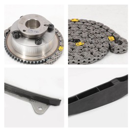 Fraylis 24321-2E010 Timing Chain Kit With 2PCS Intake & Exhaust VVT Gear Sprocket Compatible with Soul Forte Cerato Tucson Forte5 Kona Veloster 2017-2022 2.0L 243212E010 24350-2E011