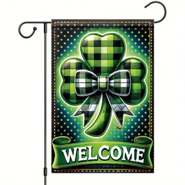 Starlit Patio Welcome St. Patrick's Day Garden Flag 12x18 Double Sided Spring Small Lucky Polka Dot Shamrock Clover Yard Flag Banner Sign Outside Outdoor Decor Seasonal Irish Farmhouse Holiday