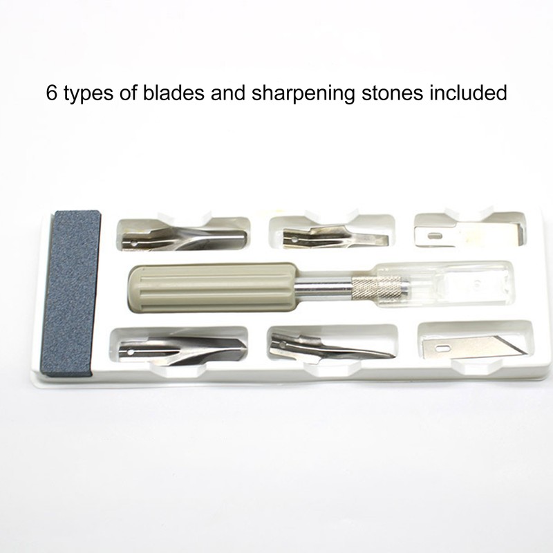 Craft Knife Set 6 Steel Blades Ergonomic Handle Hobby Knife