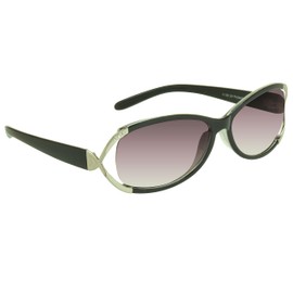 proSPORT Reading Sun Glasses +1.25 Tinted Smoke Lens Black frame with Silver with Rhinestones for Women