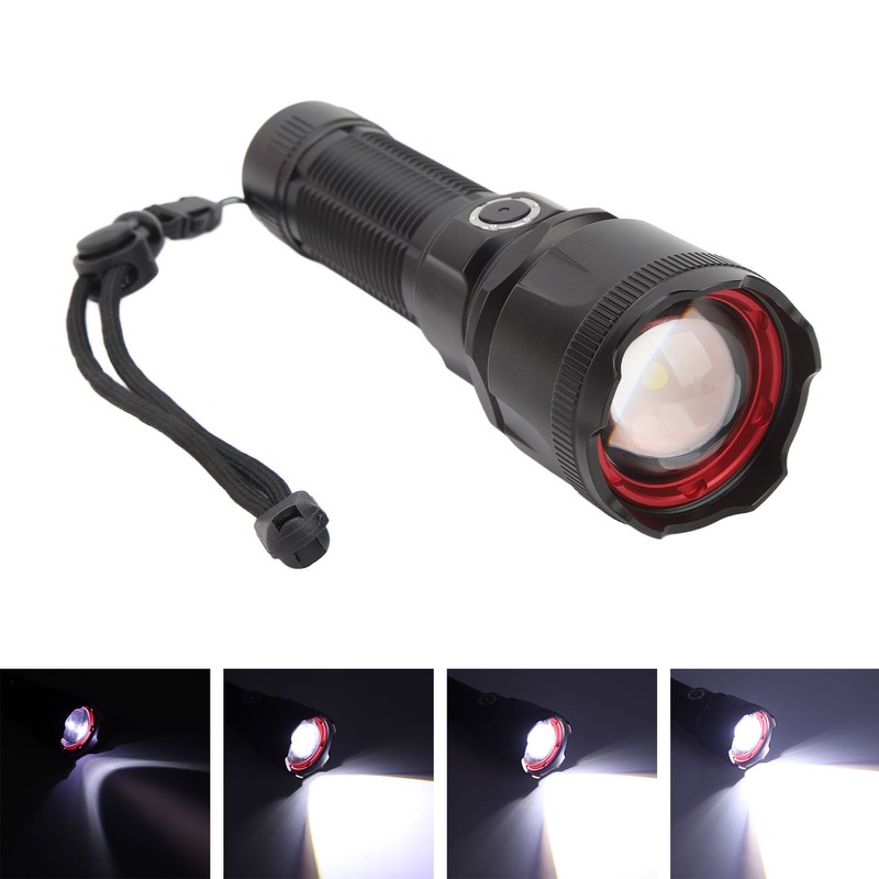 Telescopic Focus Flashlight XHP160 LED Super Bright Flashlight for Camping