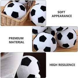 TOYANDONA Plush Football Throw Pillow Round Cotton Stuffed Soccer Back Cushions Doll for Home Office Sofa Decoration Kids Gifts (Black White 20CM)
