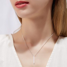 WINNICACA Christmas Gifts for Women Opal Necklace 925 Sterling Silver Vertical Bar Pendant Necklaces White Opal Faith Inspirational Jewelry for Women Mom Her Wife Lady Anniversary Birthday Gift Ideas