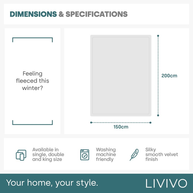 LIVIVO Flannel Fleece Blanket- Super Soft Cosy Cuddly Sofa Throw
