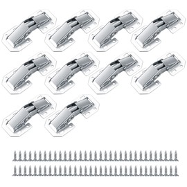 Pack of 10 Hinges Cabinet Door, Furniture Hinges Door Hinges, 90 Degree Screw-On Hinge for Cabinet Door, Wooden Doors, Kitchen Cabinet, with 40 Hinge Screws