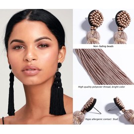 Adoshine Bohemian Tassel Earrings for Women Dangling Chandelier Boho Statement Layer Earrings Long Woven Large Thread Fringe Drop Earrings